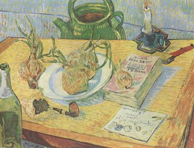 Vincent Van Gogh Still life:Drawing Board,Pipe,Onions and Sealing-Wax (nn04) Spain oil painting art